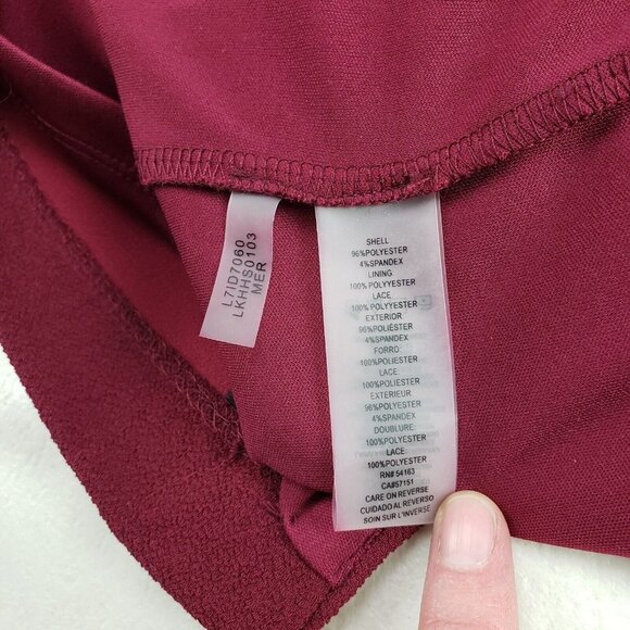 Karl Lagerfeld Lace Embroidered Dress Womens 8 Burgundy Knee Length 3/4 Sleeve - Picture 12 of 13
